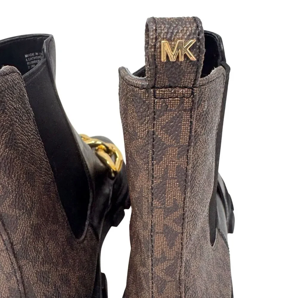 MICHAEL Michael Kors Women Scarlett Bootie Chelsea Boots chain Size 7.5